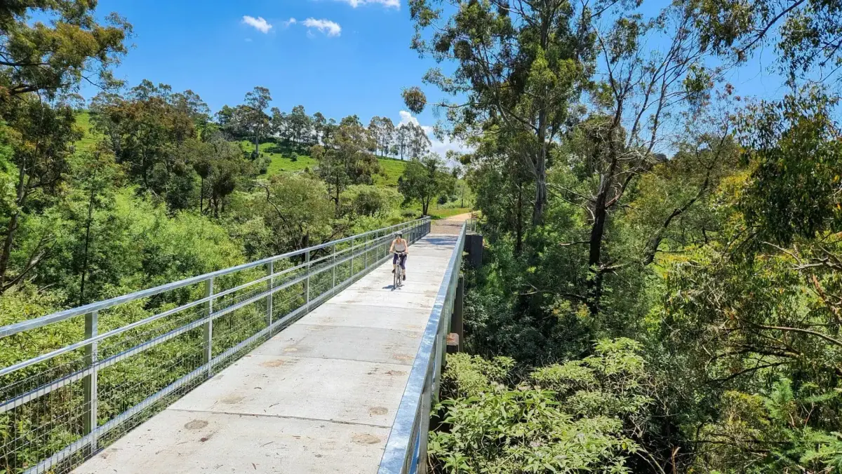 A trestle bridge on the Great Southern Rail Trail